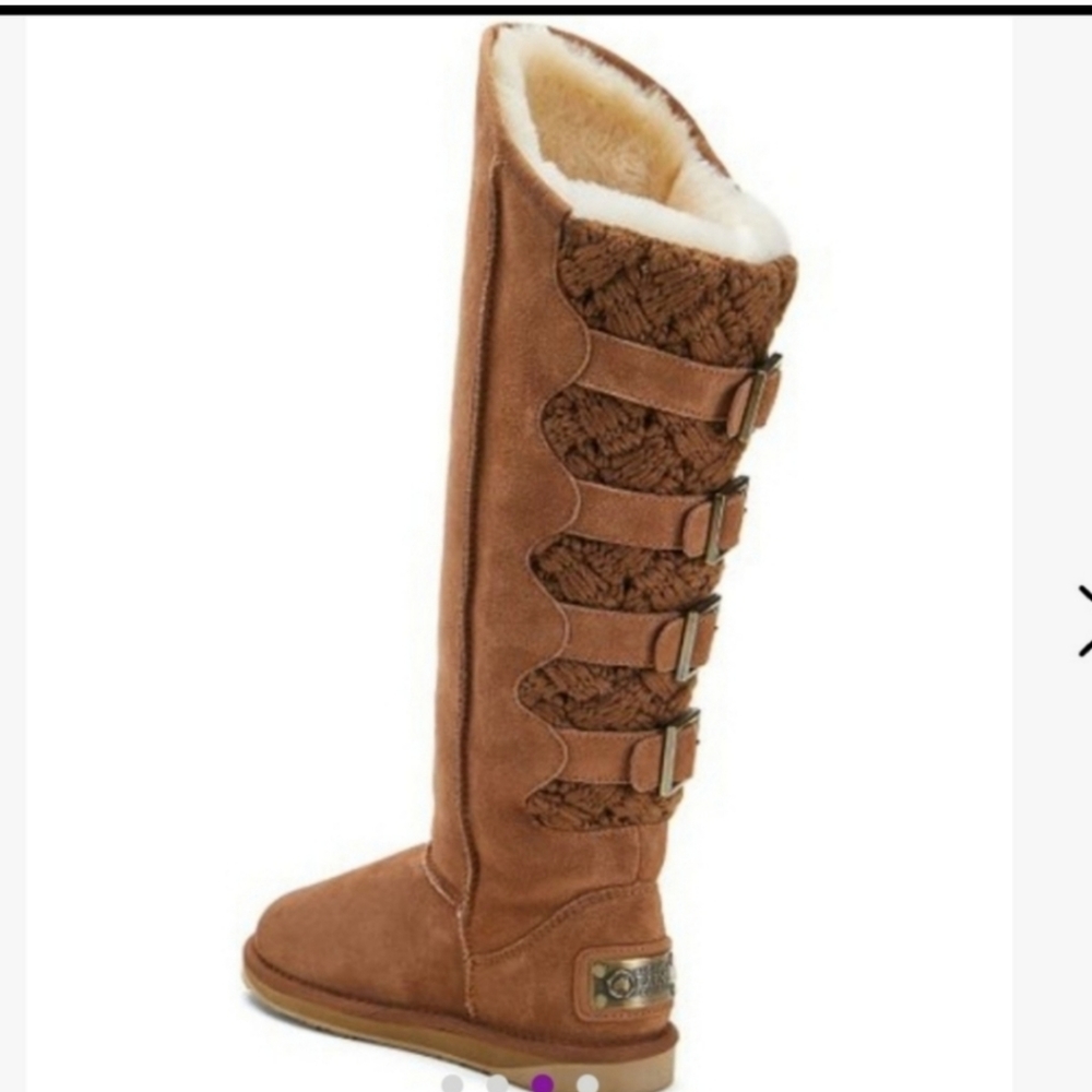 Australia Luxe Collective Spartan Tall Suede Shearling Moto Gladiator Boot #502